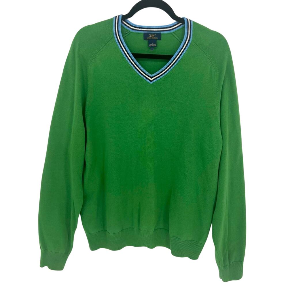 Brooks Brothers “346” Cotton Sweater - green & blue - size large